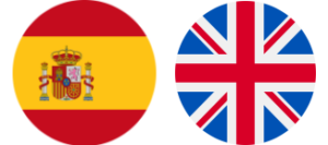 Spanish flag and UK flag