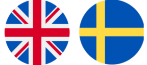Uk flag and Swedish flag